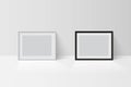 Realistic vector 3d empty blank black and white simple frame mockup templates isolated on light background. Picture or Royalty Free Stock Photo