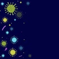 Realistic vector on dark blue background with empty space for copying. cell of the virus corona, virus disease Wuhan