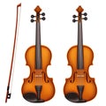 Realistic vector detailed violin with fiddlestick