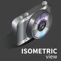 Realistic vector digital camera isometric Royalty Free Stock Photo