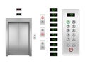 Realistic vector elevator door and buttons, panel