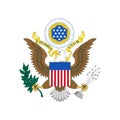 Realistic vector emblem of the United States federal government. The system of public administration of the USA