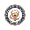 Realistic vector emblem of the US Congress. Legislative body, one of the three highest federal government
