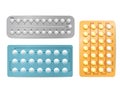 Realistic vector female oral contraceptive pills blister with clipping path on white background. Women contraceptive