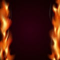 Realistic vector fire flames smoke sparks on both sides Royalty Free Stock Photo