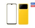 Realistic vector flat mock-up Xiaomi POCO M3 with blank screen isolated on white background. Scale image any resolution Royalty Free Stock Photo