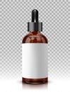 Realistic vector glass bottle with dropper for cosmetics and medicines Royalty Free Stock Photo