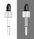 Realistic vector glass dropper for cosmetics and medicines