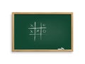 Tic tac toe game chalk hand drawing on blackboard