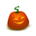 Realistic vector Halloween pumpkin with candle inside. Happy face Halloween pumpkin isolated on white background. Royalty Free Stock Photo