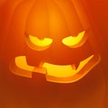 Realistic vector Halloween pumpkin with candle inside. Evil Halloween Pumpkin Cartoon Emoji Face Character.