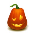 Realistic vector Halloween pumpkin with candle inside. Happy face Halloween pumpkin isolated on white background. Royalty Free Stock Photo