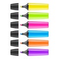 Realistic vector highlighter pen icon set on white background. Colorful text markers. Design template in EPS10. Royalty Free Stock Photo