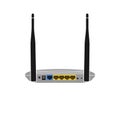 Realistic vector icon of the back side of a Wi-Fi router with two antennas and ports for connecting an Internet cable Royalty Free Stock Photo