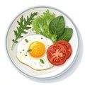 Breakfast fried egg tomato and green salad Royalty Free Stock Photo