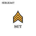 Realistic vector icon of the chevron of a US Army sergeant. Description and abbreviated name Royalty Free Stock Photo