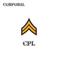 Realistic vector icon of a corporal of the US Army. Description and abbreviated name