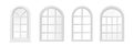 3d realistic vector icon illustration. Arched white wood windows. Isolated.