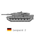 Realistic vector icon of the main battle tank of the Bundeswehr Leopard 2. Side view Royalty Free Stock Photo