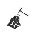 Realistic vector icon of the mining tool pickaxe. Underground work. Impact on iron ore Royalty Free Stock Photo