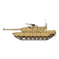 Realistic vector icon of the US Army main battle tank. Side view