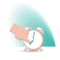 Realistic vector illustration of an alarm clock and hand.