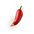 Realistic vector illustration of chili pepper is on fire. Isolated on white background. Royalty Free Stock Photo