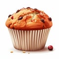 Realistic Vector Illustration Of Chocolate Chip Cranberry Muffin