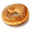 Realistic Vector Illustration Of Fresh Bagels With Sesame Seeds