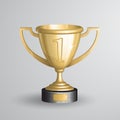 Realistic vector illustration of golden championship trophy, cup