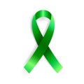 Realistic vector illustration of green ribbon awareness symbol. Organ donation, liver cancer, mental health and other