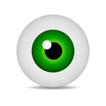 Realistic vector illustration icon 3d round image green eyeball. Green Eye isolated on white background. Vector Illustration.