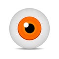 Realistic vector illustration icon 3d round image orange eyeball. Orange Eye isolated on white background. Vector Illustration.