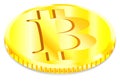 Vector drawing, golden bitcoin coin on white background Royalty Free Stock Photo