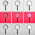 Realistic vector illustration of a magnifying glass arranged vertically with a different refraction Royalty Free Stock Photo