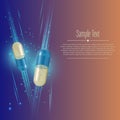 Realistic vector illustration of pills with light effects.