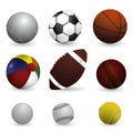 Realistic vector illustration set of sport balls Royalty Free Stock Photo