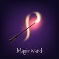 Realistic vector illustration of a wooden magician wand with sparkles. Magical and imaginative element adds a touch of wonder and