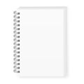 Realistic vector image of an open notebook, isolated on white, top view.