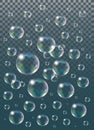 Realistic vector isolated Soap Bubbles on the black background. Royalty Free Stock Photo