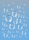 Realistic vector isolated Soap Bubbles on the blue background.