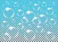 Realistic vector isolated Soap Bubbles for decoration