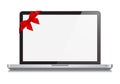 Realistic Vector Laptop With Gift Ribbon