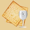 Realistic vector matza with kiddush cup