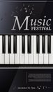 Realistic vector music festival poster piano with keyboard black and white Royalty Free Stock Photo