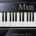 Realistic vector music festival poster piano with keyboard black and white square fit Royalty Free Stock Photo