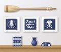 Realistic Vector Navy or Marine Picture Frames Set