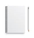 Realistic vector notebook and white pancil. Front view. - stock vector