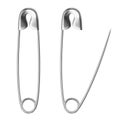 Realistic vector open and closed sewing safety pin.