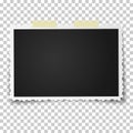 Realistic vector photo frame with retro figured edges on two pieces of sticky, adhesive tape placed vertically. Template photo Royalty Free Stock Photo